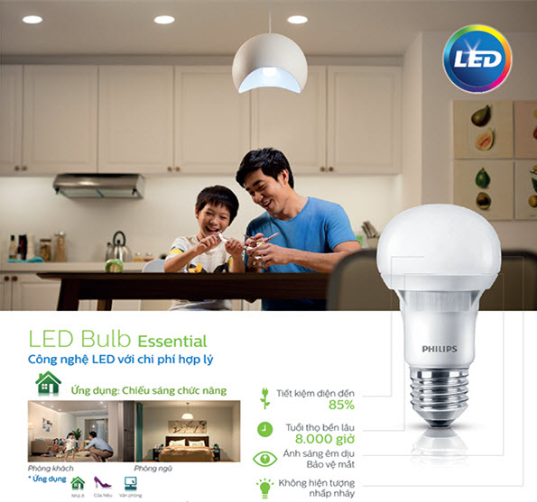Bóng đèn LED Bulb Philips Essential 7W giải pháp chiếu sáng hoàn thiện