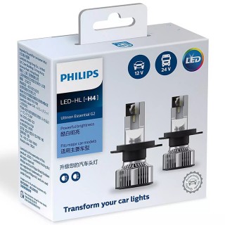 Bộ đèn pha xe hơi ô tô Philips Ultinon Essential Gen 2 LED H4 11342 UE2 X2 ánh sáng trắng 12V-24V-6500K