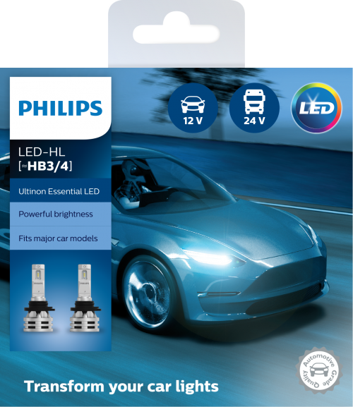 Bộ đèn pha xe hơi ô tô Philips Ultinon Essential Gen 2 LED HB3/4 11005 UE2 X2 ánh sáng trắng 12V-24V-6500K