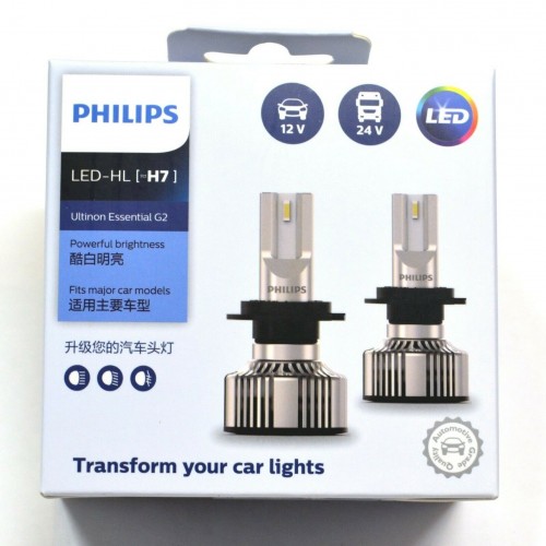 Bộ đèn pha xe hơi ô tô Philips ULTINON ESSENTIAL GEN2 LED H7 11972 UE G2 ánh sáng trắng 6500K