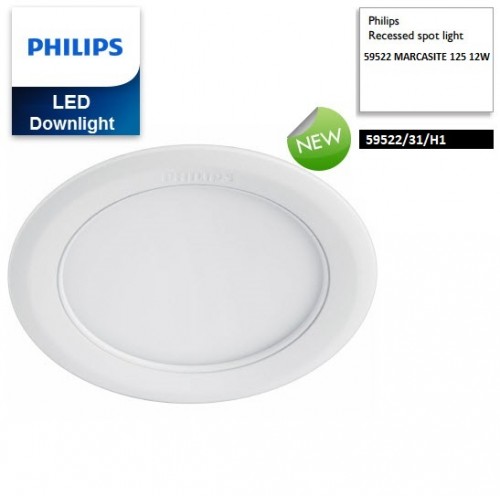 Bộ đèn downlight ân trần LED Philips 59522 MARCASITE 125 12W 30K WH recessed